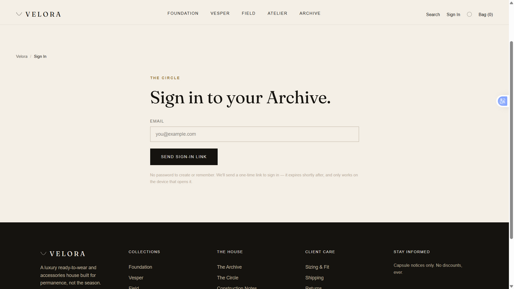 Velora — Luxury Fashion Brand Experience